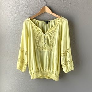Embroidered three-quarter sleeve top